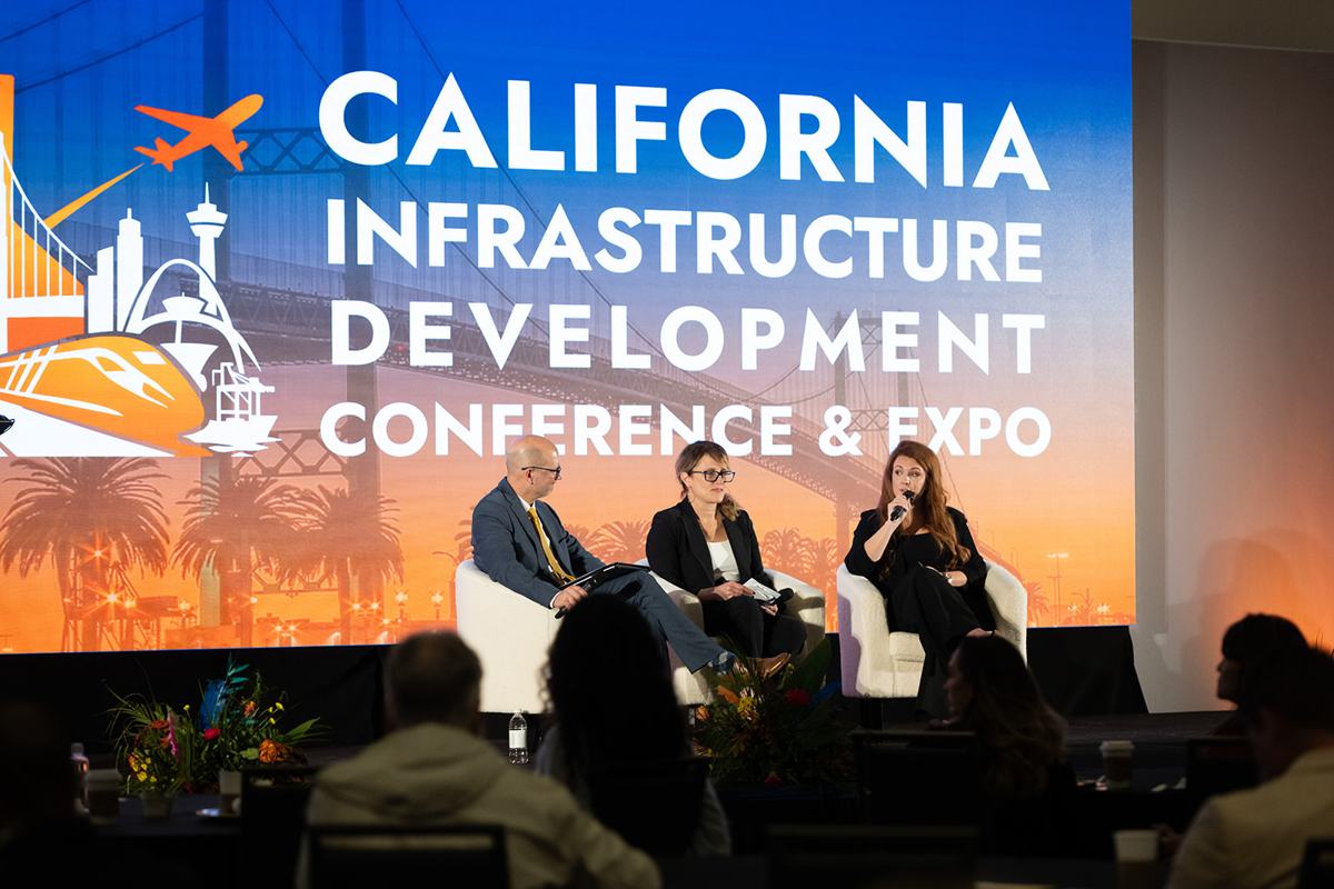 Panel discussion on the main stage at the 2025 California Infrastructure Development Conference & Expo